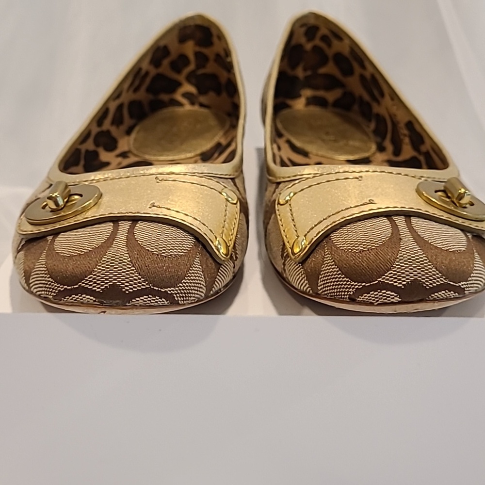 Coach Brown and Gold Ballet Loafer - Picture 6 of 9